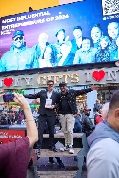 Dom LeRoux with Jamar Jones at Foureva Media brand event in New York City